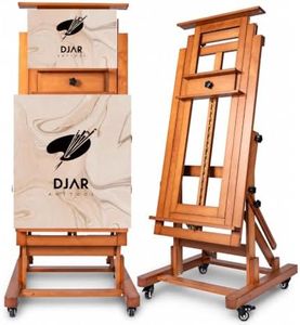DJAR Extra Large H-Frame Studio Art Easel with Lockable Casters, Walnut