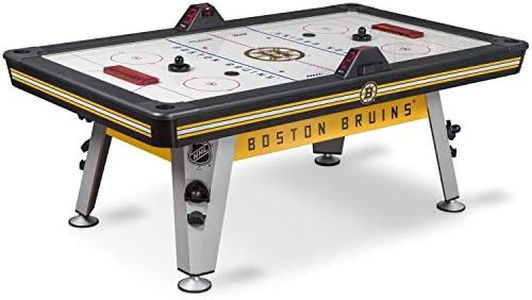 NHL Air Powered Hockey Table - Boston Bruins - 84 Inch - Features Scratch Resistant Material, Automatic Scoring, and Built-In Accessory Storage