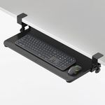 FlexiSpot Large Keyboard Tray Under Desk Ergonomic 25 (30 Including Clamps) x 12 in C Clamp Mount Retractable Adjustable Mouse Computer Keyboard Platform Tray Slide-Out Keyboard Drawer Shelf (Black)