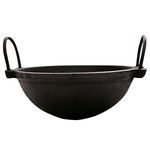 Seematis Kitchen Pre-Seasoned Cast Iron Kadai/Iron kadai for Cooking and deep Fry kadai/lohe ki kadahi/Naturally Non-Stick 8 Inch