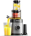 Juicer Machines, TOPZEE Cold Press Juicer, Powerful Slow Cold Press Juicer with Feed Chute, Easy to Clean with Brush