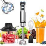 Powerful Hand Blender, Electric Immersion Blender 1000W with 21 Speed and Turbo Mode, 5-in-1 Handheld Blender, Milk Frother, Egg Whisk, 800ml Beaker, 600ml Chopper and 304 Stainless Steel Blades