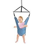 Maxmass Baby Door Jumper and Bouncer, Infant Doorway Jump up Seat with Adjustable Chain, Smooth Zippers and Sturdy Fixing Clamp, Indoor Outdoor Toddler Swing Exerciser for 6-12 Months (Blue)