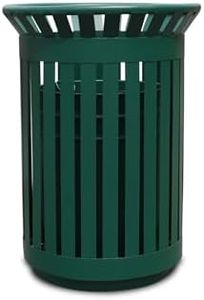 Anxeit Outdoor Metal Slatted Trash Receptacle,Waste Receptacle，Commercial Trash Cans,Zone Round Garbage Bin,Square Hotel Street Patio Indoor Metal Stan (Big-Green)