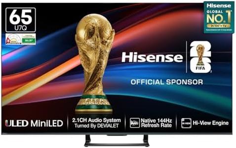 Hisense 164 cm (65 Inches) 4K QLED Mini LED Smart TV | 900 NITS Peak Brightness | 144Hz Game Mode | Dolby Vision IQ & Dolby Atmos | 2.1 CH 40W Speakers (Built-in Subwoofer) | VIDAA OS | 65U7Q (Black)