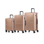 CHAMPS Earth Collection Durable Expandable Hardside Spinner 3-Piece Luggage Set, Ultra-Strong Lightweight Polycarbonate with TSA Locks and 360-Degree Wheels, Champagne