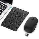 2.4G Ultra-Thin Numeric Keypad & Mouse Combo USB Number Pad Keyboard and Mouse Set with USB Receiver for Office Laptop Desktop PC Notebook