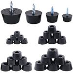 Hilitchi 40-Pcs Round Black Rubber Feet Bumpers Pads with Matching Screws with Built in Stainless Steel Washer for Cutting Board Amps Cabinet Desk Tables Couches (Assortment Kit)