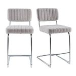 Farini Bar Stools Set of 2 Counter Height Bar Stools, PU Leather White Metal Bar Stools with Back, Modern Kitchen Dining Bar Chairs(27’’, Light Grey)