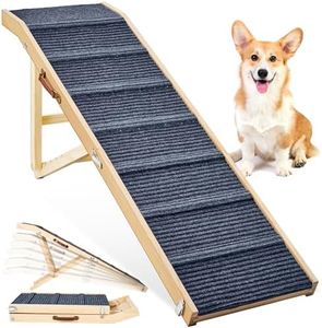 𝟮𝟬𝟮𝟰 𝐔𝐩𝐠𝐫𝐚𝐝𝐞𝐝 Dog Ramp for Bed, 64" Long Foldable Pet Ramp for Small Large Dogs Cats, Dog Ramps for High Beds Car, High Traction with Platform 6 Adjustable Heights 24" to 30" Up to 220LBS