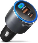 InfinaCore 130W USB Car Charger - Multi-Port USB-C & USB-A Car Lighter Adapter - Power On-The-Go Charging - Fast Charge Phone, Tablet, Laptop, Lightning Devices+ Compatible w/iPhone, Samsung & More