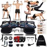 HOTWAVE Portable Workout Equipment with 20 Gym Accessories.Push Up Board &Plank,Resistance Bands with Ab Roller Wheel,Full Body Exercise at Home
