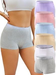FINETOO Womens Cotton Boy Shorts Underwear Full Coverage Soft Boxer Briefs High Waisted Panties for Lady Girls 6 Pack(XL)