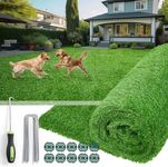 Oiyeefo Artificial Turf Grass Outdoor - Fake Grass Rug with Drainage Holes for Patio,Balcony,Squares,Garden-Dogs Grass Pee Mat(5FT x 8FT)