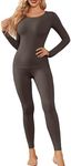 Ekouaer Womens Thermal Underwear Sets Long Johns Long Sleeve Base Layer Pajama Top and Leggings Set Cold Weather Brown XXL