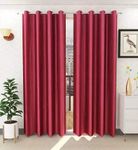 Parda Sansar Polyster Solid Long Crush Plain Long Door Curtains, 9 Feet, Maroon-Set of 2