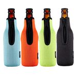 WK ieason Beer Bottle Sleeve Insulators 12oz 330ml Standard Beer Bottle Cooler Covers Zip-up Bottle Jacket 12OZ Beer Bottle Holder Non-Slip Thick Neoprene Sleeves (Orange/Green/Black/Light Blue)