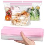 Food Storage Freezer Bags x 40, Double Sealed Clear Ziplock Bags, Gallon Food Bags with Expandable Bottom, Reusable Heavy-Duty Plastic Bags | BPA Free– Ideal for Veggies, Fruit, Candy (Set of 40)