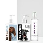 HEY BUDDIE All Natural Dog Complete Grooming Kit Shampoo (500 Milliliter) + Conditioner (500 Milliliter) + Lavender Cologne (100 Milliliter)|Hypoallergenic, Sulfate Free, Soap Free Formulation |