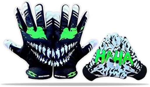 Scale Wear Design Toxic Venom Football Receiver Gloves - Tacky Sticky Grip Skin Tight Adult Pro Elite Super Performance Youth Man Boy Men Sizes (Black-Green, Youth - M)
