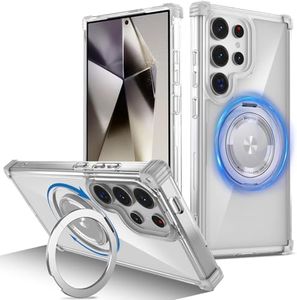 RUNGOS 360°Rotatable Ring for Samsung S22 Ultra Case Magsafe, with Stand [Strong Magnetic] [Mil-Grade 4-Corner Airbag Reinforcement] Clear Shockproof Case for Samsung Galaxy S22 Ultra Case