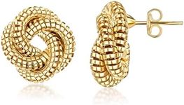 Barzel 18K Gold Plated Twisted Knot Earrings, Gold Plated Twisted Stud Earrings, High Polish, Tarnish Free