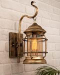 Homesake® Rustic Wall Light Fixtures, Oil Rubbed Rust Finish Indoor Vintage Wall Sconce with Glass Shade Farmhouse Metal Sconces for Bedroom Living Room Cafe, (Cage Cylinder)