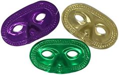 50 Piece Mardi Gras Masks - Metallic Masquerade Half Party Masks - Bulk