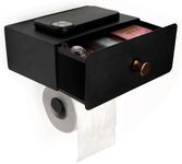 Belle Vous Toilet Paper Holder with Shelf & Drawer - Wall-Mounted Stainless Steel Toilet Roll Holder for Bathroom - Decoration Storage/Display Shelf