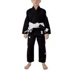 KINGZ Brazilian Jiu Jitsu Gi - Youth Lightweight BJJ Kimono IBJJF Legal 400gsm Pearl Weave Competition Boys & Girls - The One, Black, M0