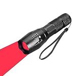 KUPRO Red Light LED Torch Powerful 1000 Lumens Hunting Tactical Red Beam Signal Flashlight Zoomable Waterproof Torches 1 Mode for Night Vision Astronomy Fishing Aviation