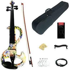 Kinglos 4/4 Green Colored Solid Wood Intermediate-A Electric/Silent Violin Kit with Ebony Fittings Full Size (DSZA1101)