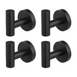 KES Black Towel Hook Bathroom for Shower Kitchen Robe Coat Hooks Wall Mounted SUS304 Stainless Steel Matt Black 4 Pack, A2164-BK-P4