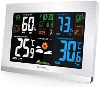 Technoline WS6462 Wireless Weather Station, Indoor Temperature, Outdoor Temperature, Humidity, Air Pressure, Trend Display, Colour Display, Radio Clock, Moon Phases