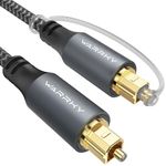 WARRKY Optical Audio Cable [Nylon Braided, Aluminum Case] Gold Plated Optical Cable for Home Theater, Digital Audio Fiber Optic Cord Toslink, Compatible with Sound Bar, TV, PS4, Vizio, LG, Bose -6ft