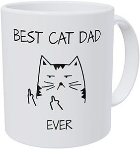 Wampumtuk Best Cat Dad Ever Cat Face Fingers 11 Ounces Funny Coffee Mug