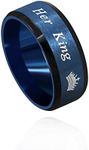 Her King Ring Two Tone, Black Blue,