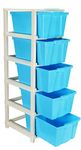 Joyful Studio 5 Xl Plastic modular Drawer System for Home, Office, Hospital, Parlor, School, Doctors, Home and Kids, Colour Blue, Product Dimension when assembeled (31cmx39cmx98 cm)