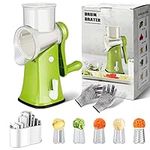 Masthome Cheese Grater Rotary, Vegetable Slicer with 5 Drum Blades and Strong Suction Base, Cheese丨Kitchen丨Carrot Grater for Potato, Onion, Fruits, Cucumber, Nuts, Send Cut Resistant Gloves