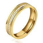 NOKMIT 5mm 14K Gold Filled Rings for Women Girls Dainty Gold Cubic Zirconia Wedding Band Promise Anniversary Thumb Ring Non Tarnish Comfort Fit Size 5 to 10 (CZ,8)