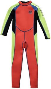Gogokids Kids Wetsuit - Boys Girls Rash Guard One Piece Thermal Swimsuits 2.5mm Neoprene Diving Snorkelling Suit UV 50+ Sun Protection, Orange L