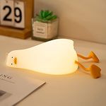 WETSTAR Lying Flat Duck Night Light, Led Squishy Duck Lamp, Cute Light Up Duck, Silicone Dimmable Nursery Nightlight, Rechargeable Bedside Touch Lamp For Breastfeeding,Girls Bedroom Decor,White