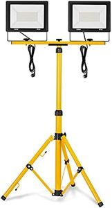 UISEBRT Projecteur LED 2 * 100W blanc froid avec trépied Eclairage Extérieur LED avec cordon d'alimentation Lumières d'inondation étanche IP66 pour garage, jardin, chantier de construction