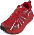 JACKSHIBO Men's Wide Toe Box Shoes Wide Width Sneakers Athletic Tennis Gym Workout Road Running Cross Training Walking Shoes Cushioned Zero Drop Platform Sneakers, Red, 11.5 Wide