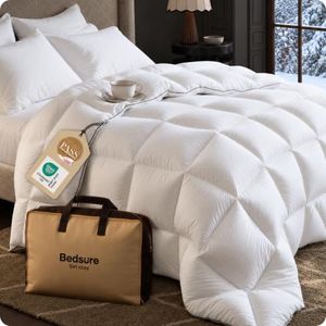 Bedsure PureWoven Feather Down Comforter Oversized King, All Season Duvet
