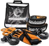 GearAmerica Off-Road Recovery Kit | Tow Strap + Tree Saver + Heavy Duty Snatch Block Pulley + Black D-Ring Shackles + Winch Line Dampener Bag + Recovery Gloves | Ultimate 4x4 Winching Accessories