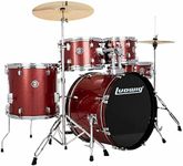 Ludwig Accent Drive 5-Pc Drum Set, Red Sparkle - Includes: Hardware, Throne, Pedal, Cymbals, Sticks & Drumheads