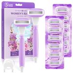 Women's Razors for Shaving Include 2 Non-Slip Handles and 14 Razor Refills, Purple