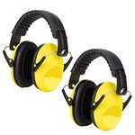 Kriogor 2 Pack Ear Defenders Children, 26dB SNR Noise Cancelling Headphones Hearing Protection Earmuffs Adjustable, Soft Baby Kids Ear Defenders for Autism Study Airport Mowing Construction (Yellow)