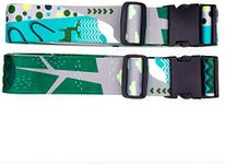 Teeoff Luggage Straps Suitcase Belts Travel Bag Accessories Adjustable 220CM (Geometric Deer - 2 Pack)